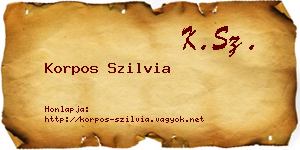 Korpos Szilvia névjegykártya